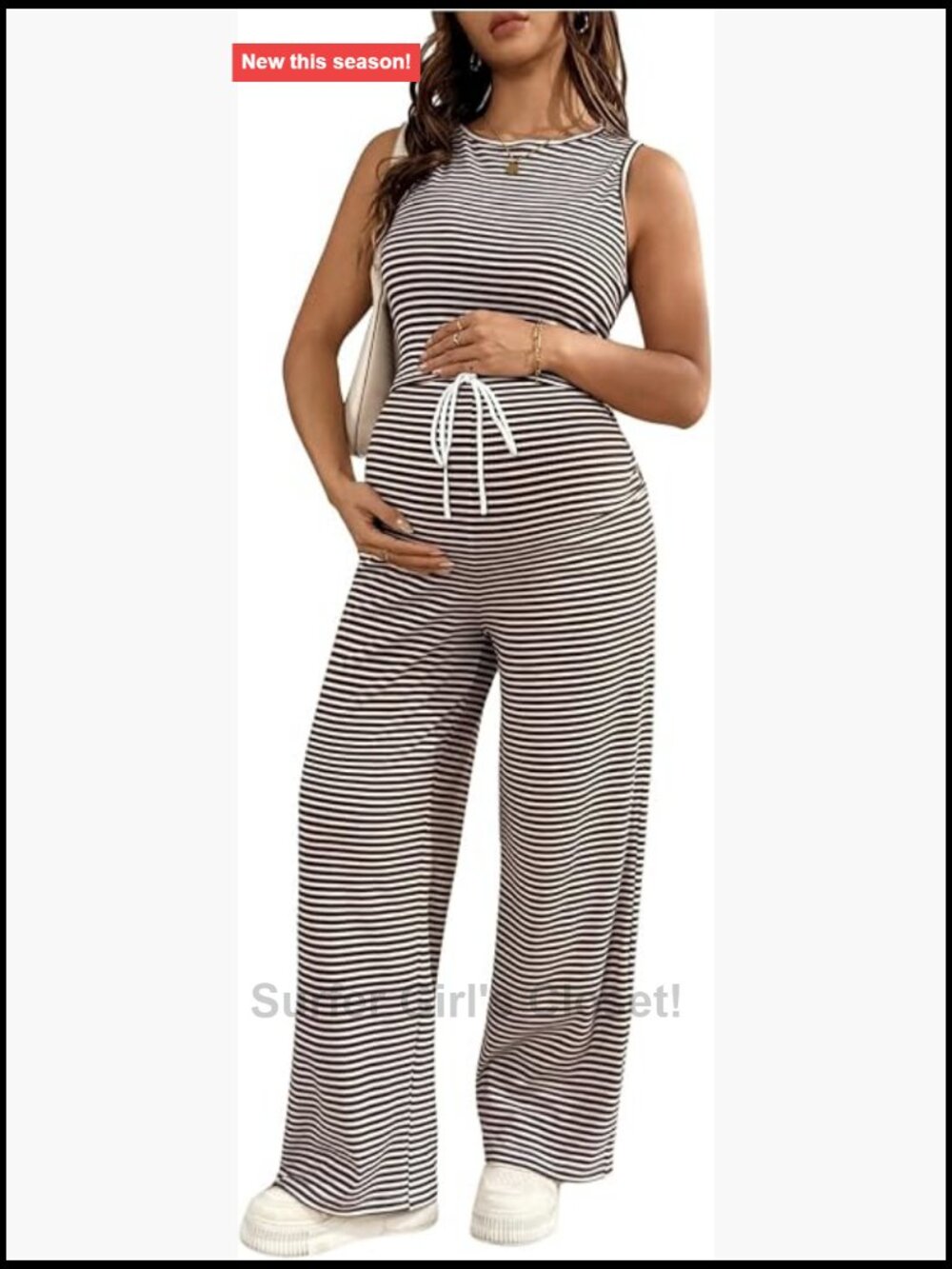 Maternity Lounge Set Striped Tank Top and Pants 2 Piece Maternity Outfit